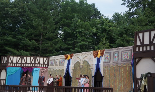 Much Ado About Nothing, a play under the stars in an open outdoor theatre in Asheville, North Carolina. Much Ado About Nothing, a play under the stars in an open outdoor theatre in Asheville, North Carolina.