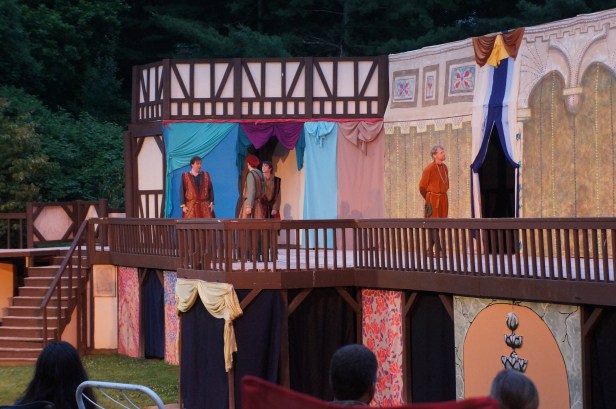 Much Ado About Nothing, a play under the stars in an open outdoor theatre in Asheville, North Carolina. Much Ado About Nothing, a play under the stars in an open outdoor theatre in Asheville, North Carolina.