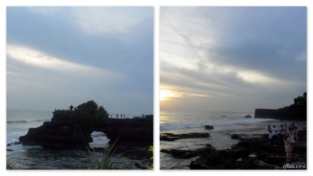 Tanah Lot in Bali, Indonesia is a popular rock formation shaped continuously over the years by the ocean tide with a temple built for worship of the Balinese gods.