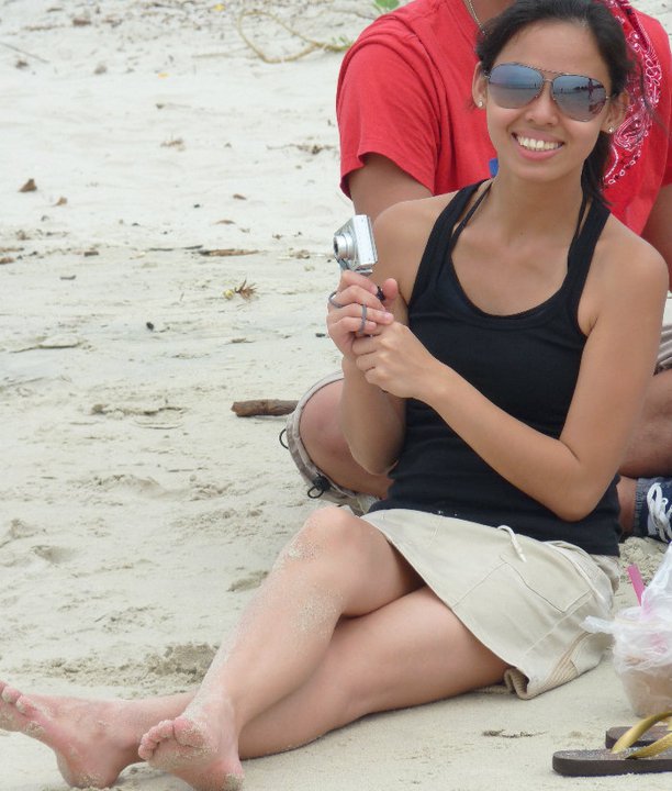 Enjoying a day at the beach in Port Dickson, Negeri Sembilan, Malaysia.