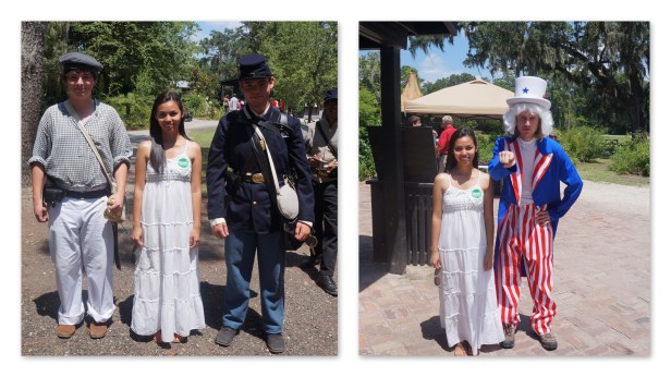 with Civil War and Uncle Sam reenactors at Magnolia Plantation, Charleston, South Carolina with Civil War and Uncle Sam reenactors at Magnolia Plantation, Charleston, South Carolina
