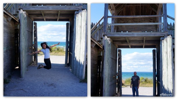 Hubby and I at the gate of Fort Michilimackinac, Michigan.