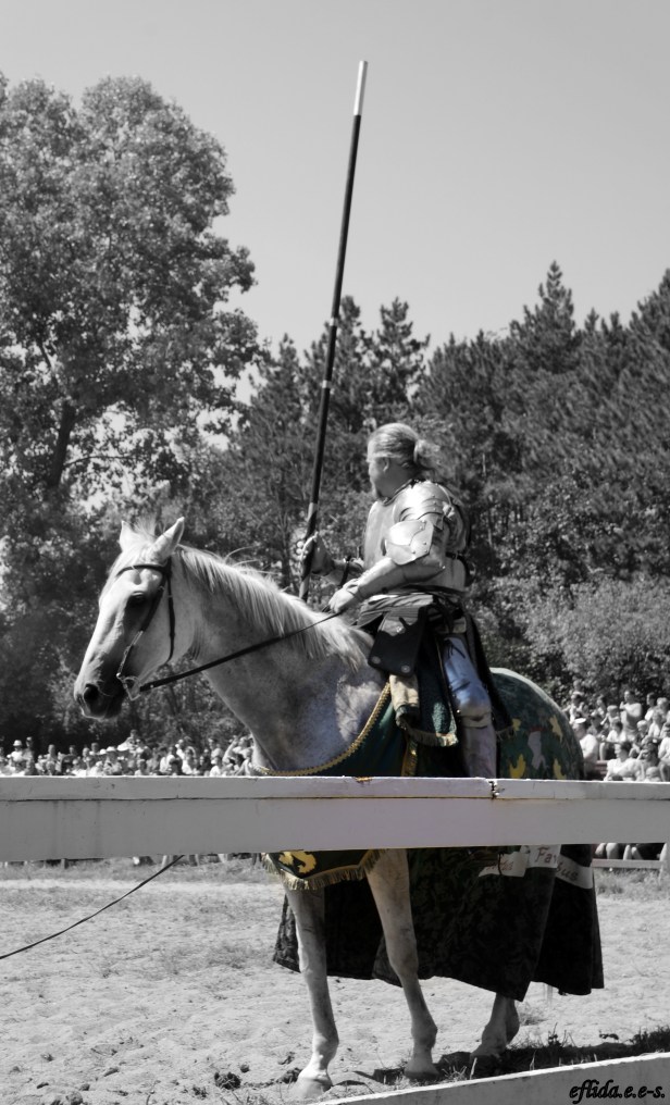 Knight in shining armor during a joust at Michigan Renaissance Faire 2012 in Holly, Michigan. Knight in shining armor during a joust at Michigan Renaissance Faire 2012 in Holly, Michigan.