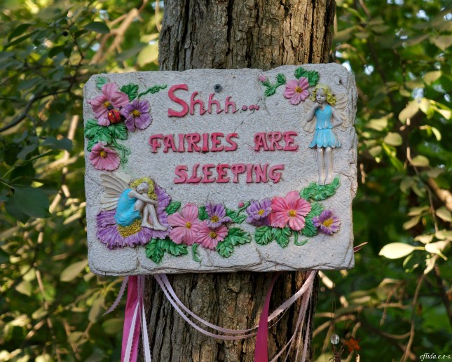 A reminder to be quiet because the fairies are sleeping at Michigan Renaissance Faire 2012.