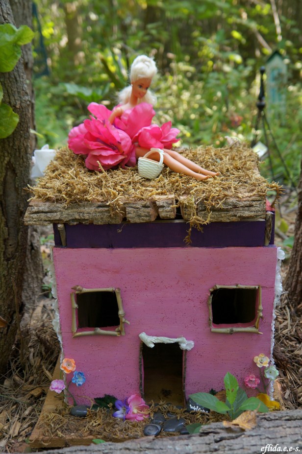 A rose pink fairy house at Michigan Renaissance Faire 2012.