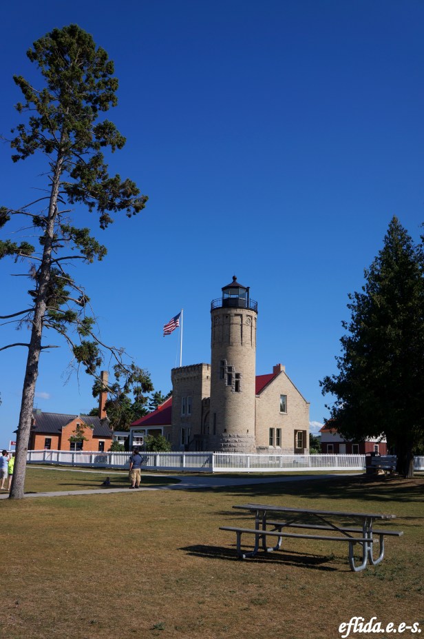 Old Mackinac Point Lighthouse at Fort Michilimackinac, Michigan.