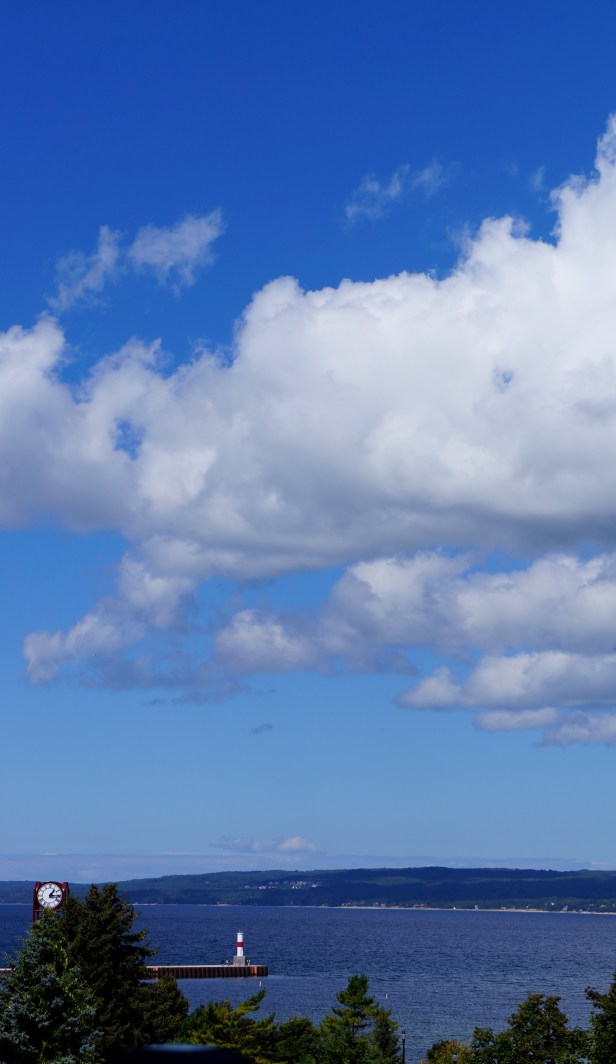 View of Lake Michigan from Papa Lou's pizza in Petoskey, Michigan.