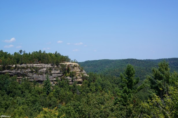 Standing on top of the Natural Bridge looking out to the mountains of Kentucky, USA.