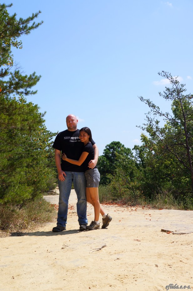 Hubby and I standing on top of the natural bridge in Kentucky, USA.