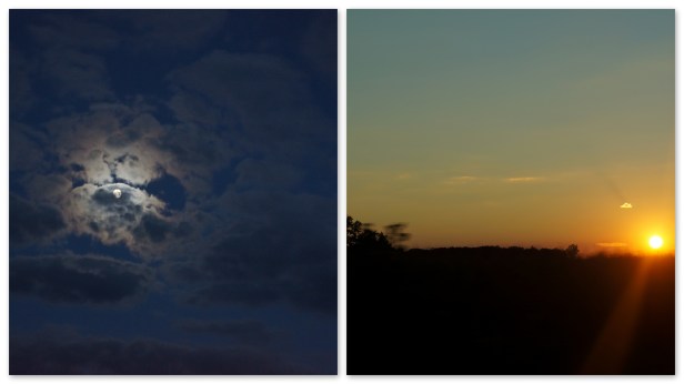 Moonlight and sunset in Ohio, USA. Moonlight and sunset in Ohio, USA.