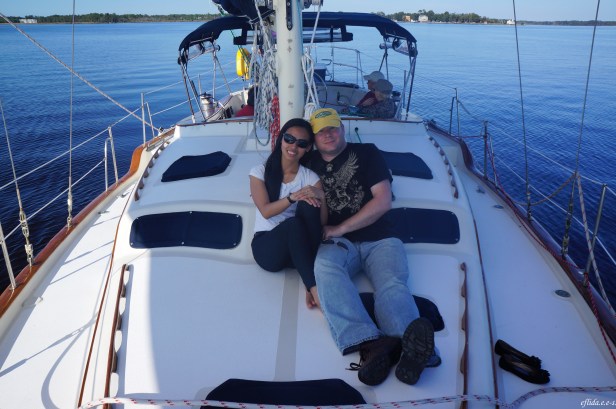 Hubby and I cruising Neuse River in New Bern, North Carolina aboard the 43 foot sail Nirvana navigated by Captain Malinda Cayton. Hubby and I cruising Neuse River in New Bern, North Carolina aboard the 43 foot sail Nirvana navigated by Captain Malinda Cayton.