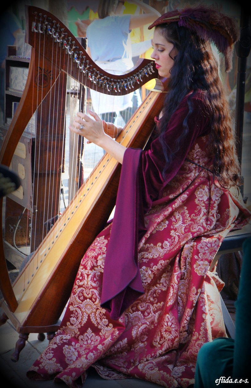 Harpist Sarah Mullen at Carolina Renaissance Faire 2012 at Charlotte, North Carolina.