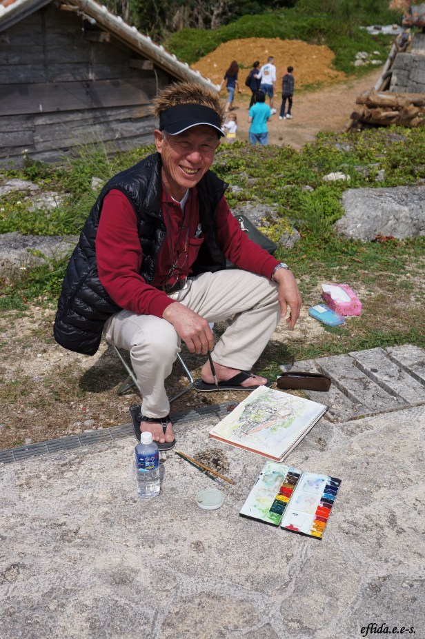 One of the artists painting in Yomitan Pottery Village in Okinawa, Japan.