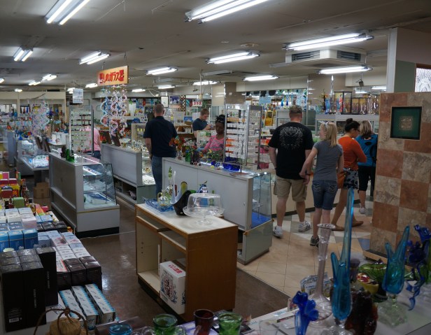 Inside the shop of handmade glass products at Onna Glass Craft Learning Center in Okinawa, Japan. Inside the shop of handmade glass products at Onna Glass Craft Learning Center in Okinawa, Japan.