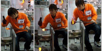The art of hand making glass at Onna Glass Studio in Okinawa.