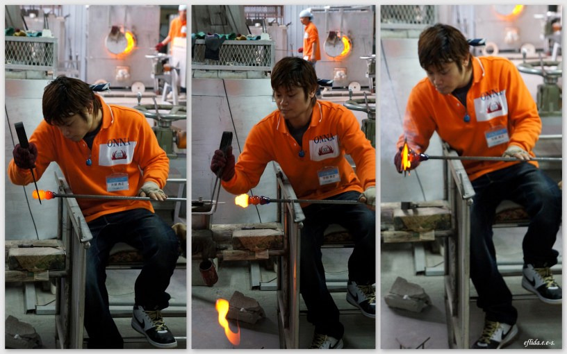 The art of hand making glass at Onna Glass Studio in Okinawa.