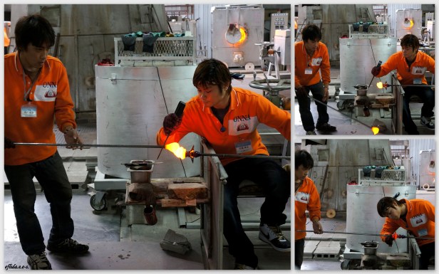 The art of hand making glass at Onna Glass Craft Learning Center in Okinawa, Japan. The art of hand making glass at Onna Glass Craft Learning Center in Okinawa, Japan.