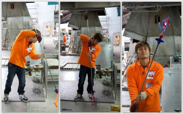 The art of hand making glass at Onna Glass Craft Learning Center in Okinawa, Japan. The art of hand making glass at Onna Glass Craft Learning Center in Okinawa, Japan.