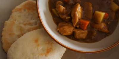 Homemade naan break best served with curry.