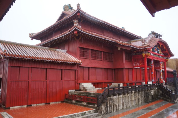 The view from the side of Shuri Castle in Naha City, Okinawa, Japan. It  is a declared UNESCO's World Heritage Site.