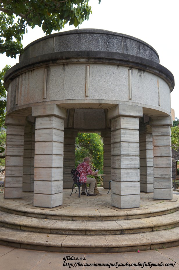 The gazeebo at the Lotus Pond in Tropical Dream Center at Ocean Expo Park in Motobu, Okinawa, Japan.