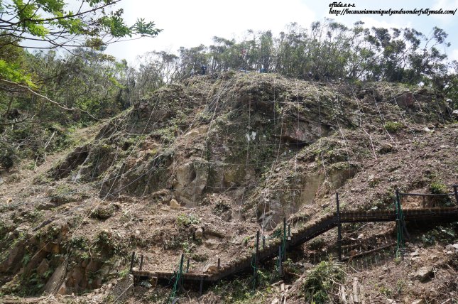 Falling rocks along the way are something to be cautious about while hiking the trail to Hiji Falls in Okinawa, Japan. 
