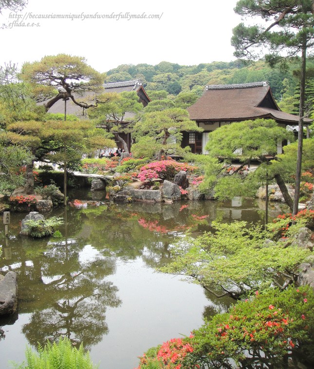 The pond and the Japanese garden at Ginkaku-ji in Kyoto, Japan. Visible in the background is the Togudo or the tea ceremony rooms. 