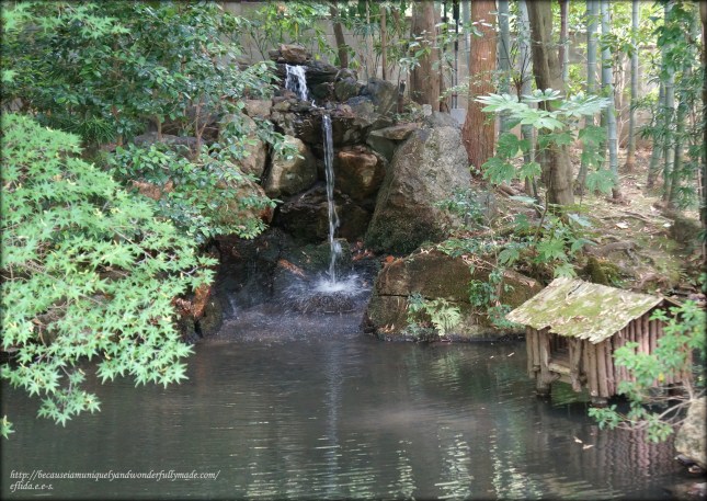 One of the waterfalls at Tenjuan Temple in Kyoto, Japan. 