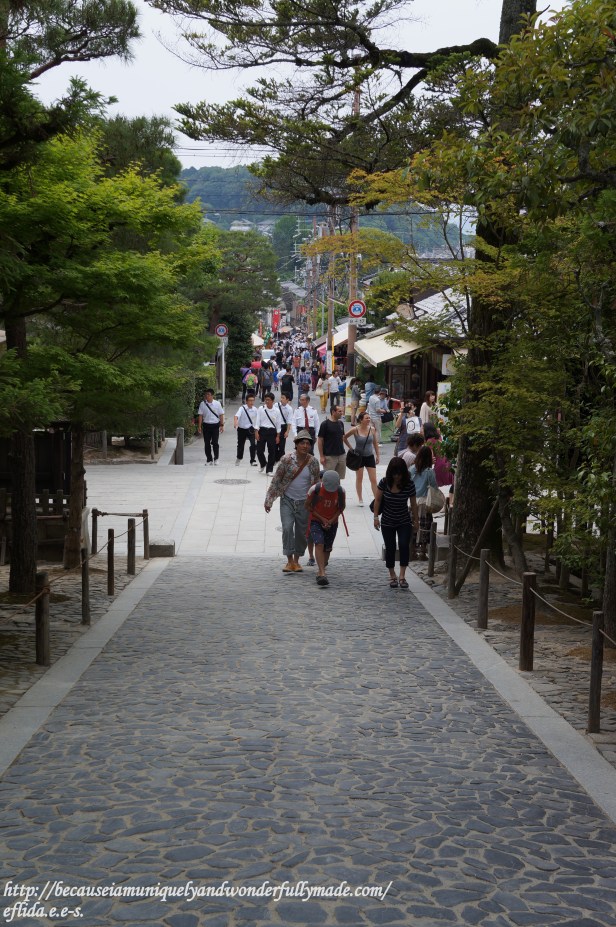 Dense tourists just outside the gates of Ginkaku-ji in summer in Kyoto, Japan.