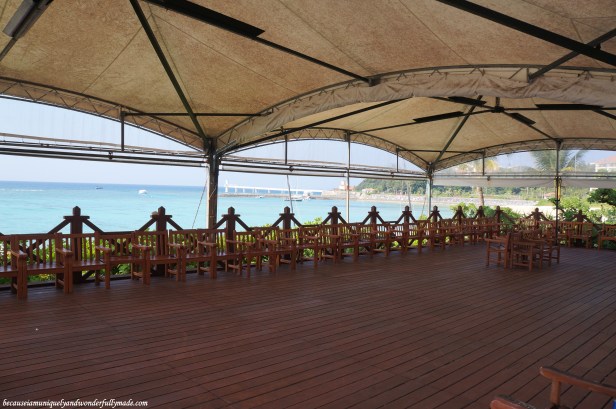 The Beach House that serves as the terminal for the shuttle bus at Busena Marine Park ブセナ海中公園 in Nago City, Okinawa, Japan.  