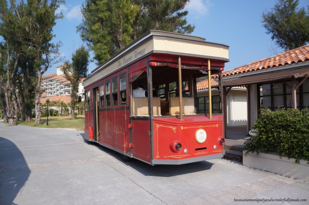 The shuttle bus at Okinawa Busena Resort that departs every 20 minutes from the Beach House to the observatory tower and vice versa.