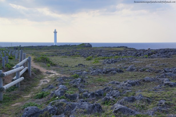The beautiful Cape Zanpa Lighthouse in Yomitan, Okinawa, Japan.