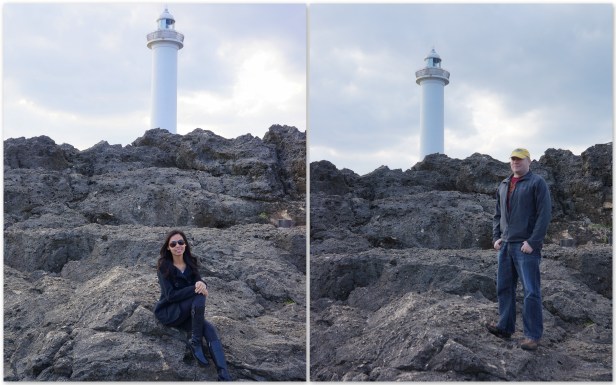 The marvelous formation of volcanic rocks surrounding Cape Zanpa Lighthouse in Yomitan, Okinawa, Japan.