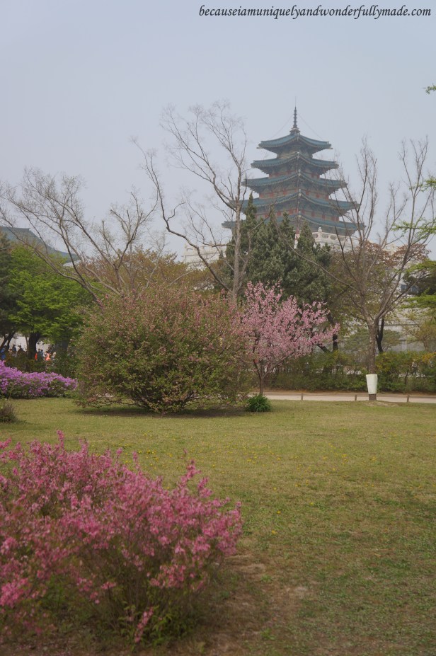 View of the National Folk Museum as seen inside the Gyeongbokgung Palace 경복궁 in Seoul, South Korea.