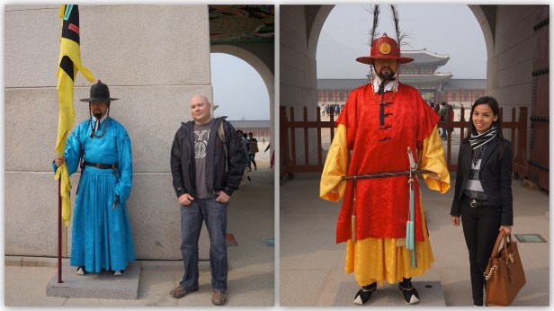 With the Royal Guards or "Wanggung Sumunjang" at Gyeongbokgung Palace 경복궁 in Seoul, South Korea. 