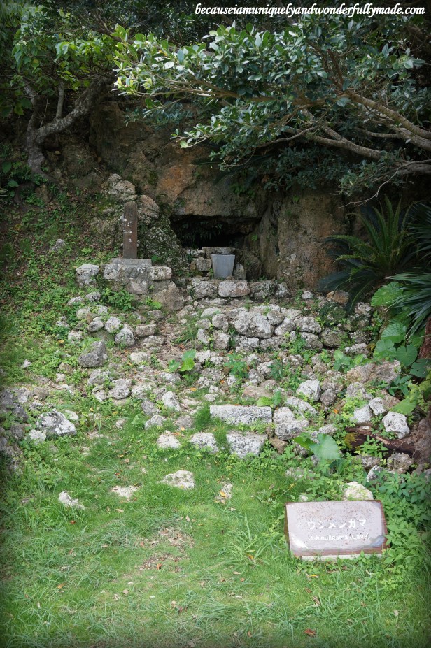 The Ushinujigama (gama means cave) Katsuren Castle 勝連城 (Katsuren-gusuku) in Uruma City, Okinawa 沖縄県, Japan. This was used as a refuge during war and natural disasters.