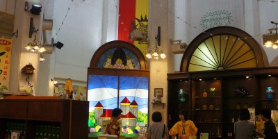 Shop of pineapple products at Nago Pineapple Park in Okinawa, Japan.