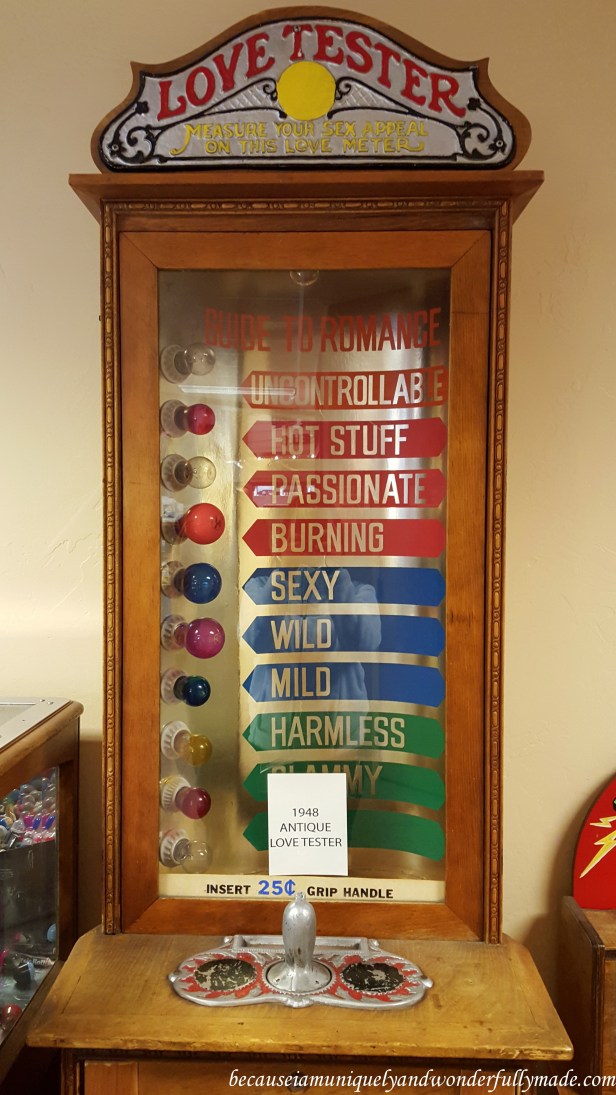 Would you like to measure your sex appeal on this antique love meter inside the car museum at Russell's Travel Center off Interstate 40 on New Mexico?