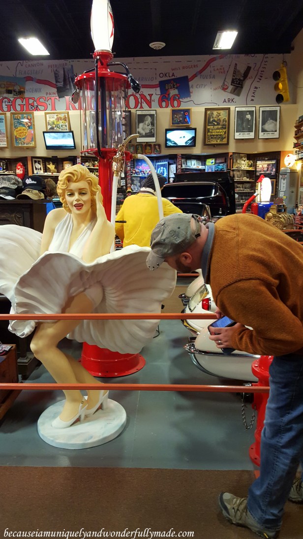 Marilyn Monroe inside the car museum at Russell's Travel Center off Interstate 40 on New Mexico.