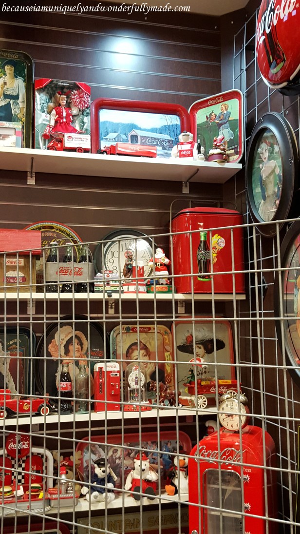 Memorabilia of Coca Cola collectibles inside the car museum at Russell's Travel Center off Interstate 40 on New Mexico.