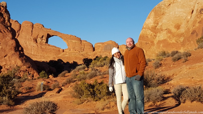 The Skyline Arch at Arches National Park in Utah, USA.