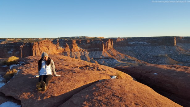 Watching the sunset from The Green River Lookout in Canyonlands National Park in Moab, Utah. 