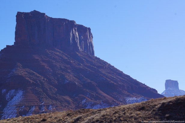 Beautiful mesa and buttes can be seen along scenic 44 mile long Utah State Route 128, also famous as the Upper Colorado River Scenic Byway in Moab, Utab, USA.