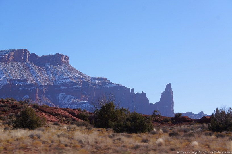 Finally, the view of the Fishers in the distance as seen from Utah State Route 128, also famous as the Upper Colorado River Scenic Byway, in Moab, Utab, USA.