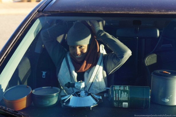 Layering up in preparation for a stargazing at Canyonlands National Park in Moab, Utah. This park was designated as a Gold-Tier International Dark Sky Park in 2015, and it is one of the four national parks in southern Utah with the International Dark Sky Park designation.  