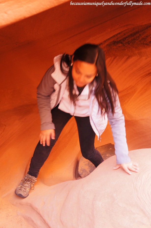 An adventure at Lower Antelope Canyon in Page, Arizona requires climbing. Therefore, hydrate with enough water, wear the proper footwear, and watch your head.