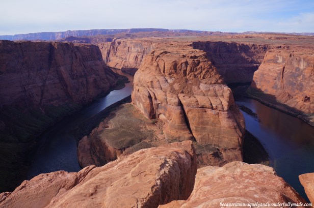 Overlooking the Horseshoe Bend and the Colorado River in Page, Arizona.