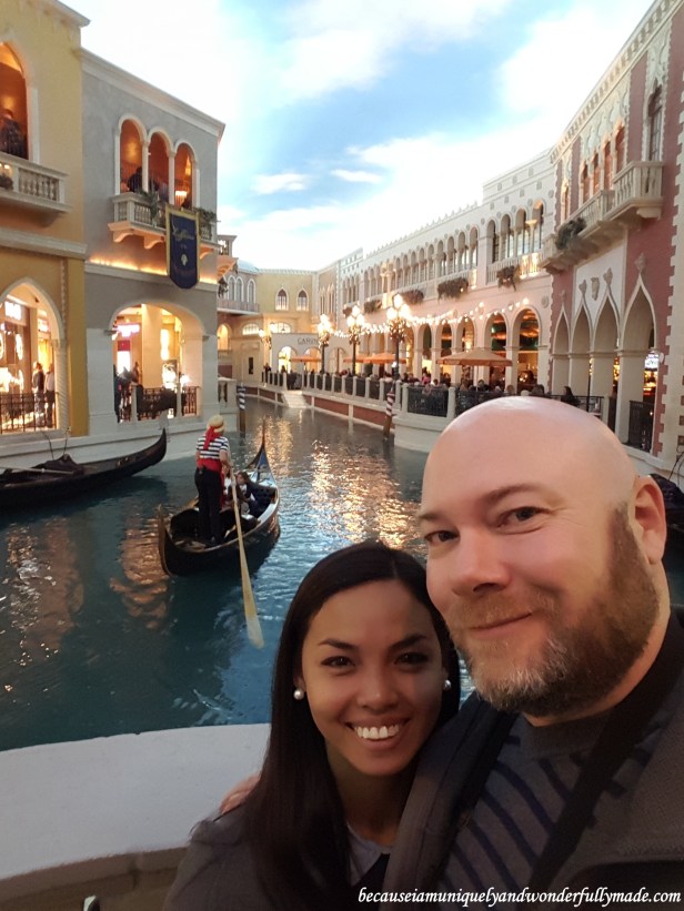 Enjoying the gondolas inside the The Venetian in Las Vegas.