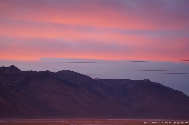 A beautiful palette of sunset colors as we headed out of Death Valley National Park and proceeded to Bakersfield, California to spend the night at. 