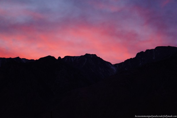 A beautiful palette of sunset colors as we headed out of Death Valley National Park and proceeded to Bakersfield, California to spend the night at.